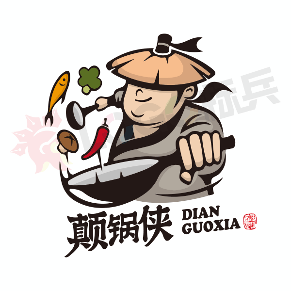 厨师侠客形象餐饮美食LOGO【AI,PSD源文件】 - LOGO标兵-专业设计平台-海量素材资源-LOGO标兵-专业设计平台-海量素材资源